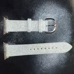 SOLD SOLD Kate Spade Silver Leather Sparkle Apple Watch Band